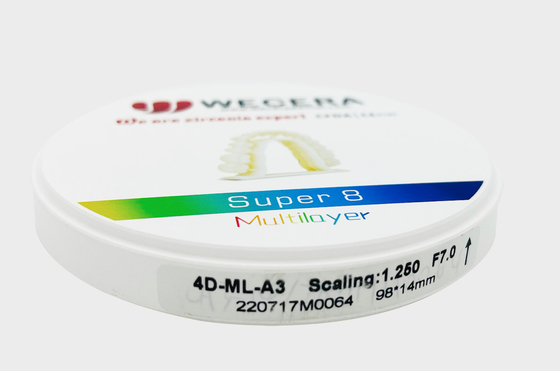25mm A2 Dental 3D Multilayer Zirconia Block With 8 Layers