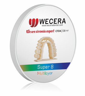 8 Layers Multilayer 3D Pro Zirconia Block B1 B2 B3 Color 1200 Mpa D98*18mm