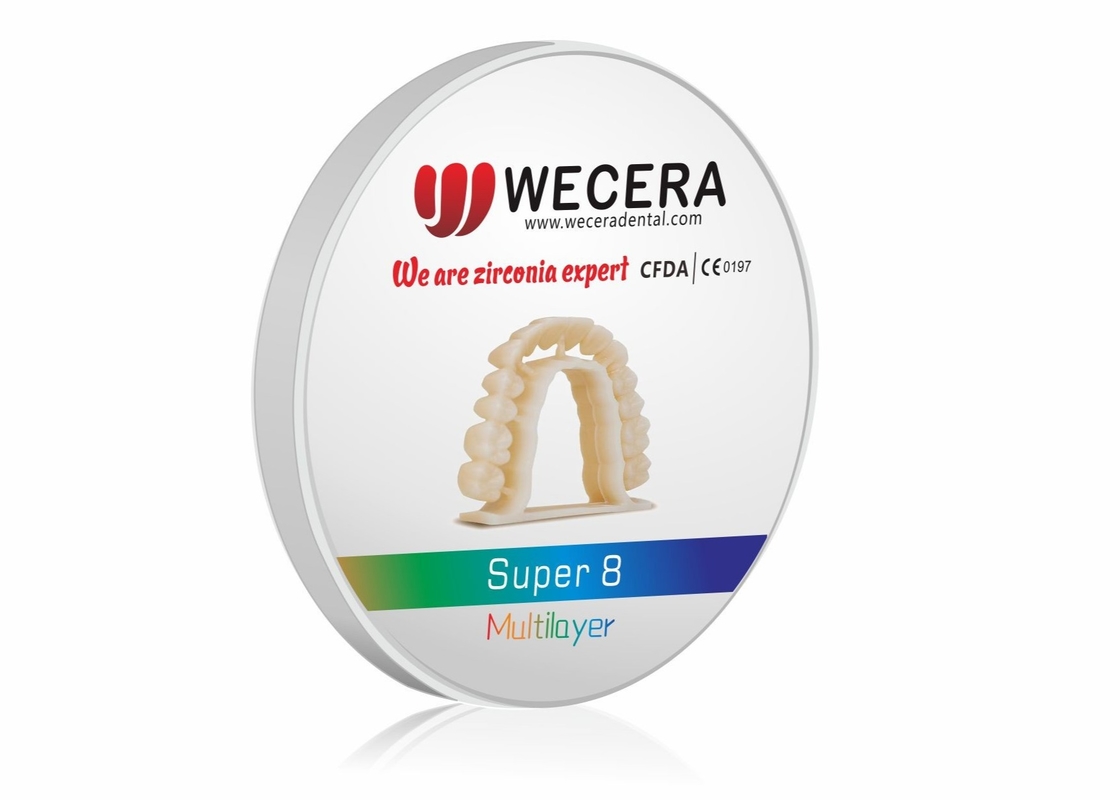 900Mpa 6.0-6.3g/cm3 Hardness 1200 HV Multilayer Zirconia Disc Amann Girrbach System Compatible