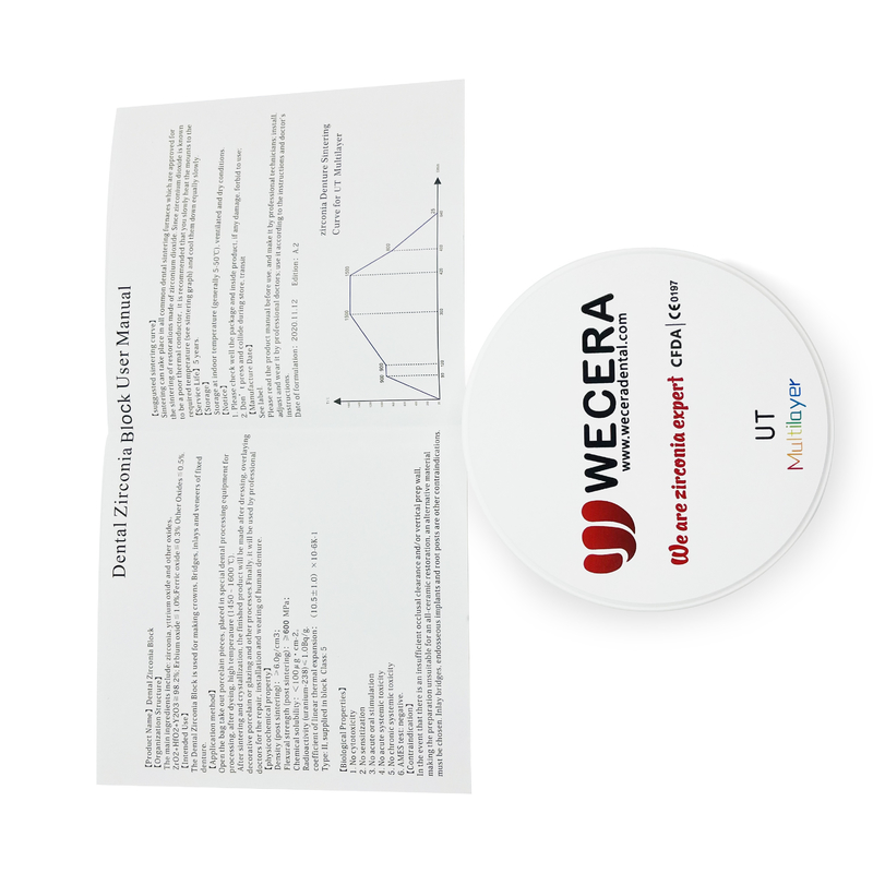600MPA B1 Dental Zirconia Disc Milling CAD CAM 49% Translucency For D98 System