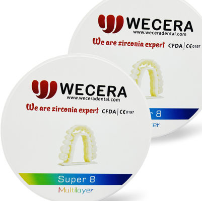 Traslucidità 57 percento Disco di zirconia a più strati Superficie liscia Macchine compatibili Roland VHF imes icore Dental CAD CAM Disco