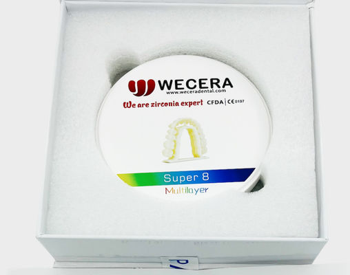 Durezza superiore a 1200 HV Multilayer Zirconia Blocco solubilità chimica inferiore a 100 microgrammi per centimetro quadrato compatibile Amann Girrbach Sistema