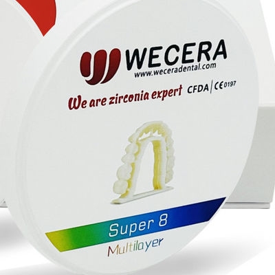 Densità di sinterizzazione 6,0 gcm3 Diametro di blocco di zirconia a più strati 98 mm Macchine compatibili Roland VHF Imesicore Applicazioni di fresatura dentale